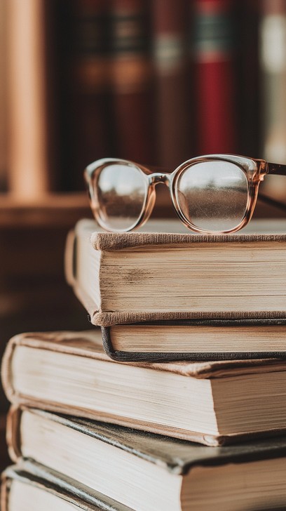Reading glasses with books